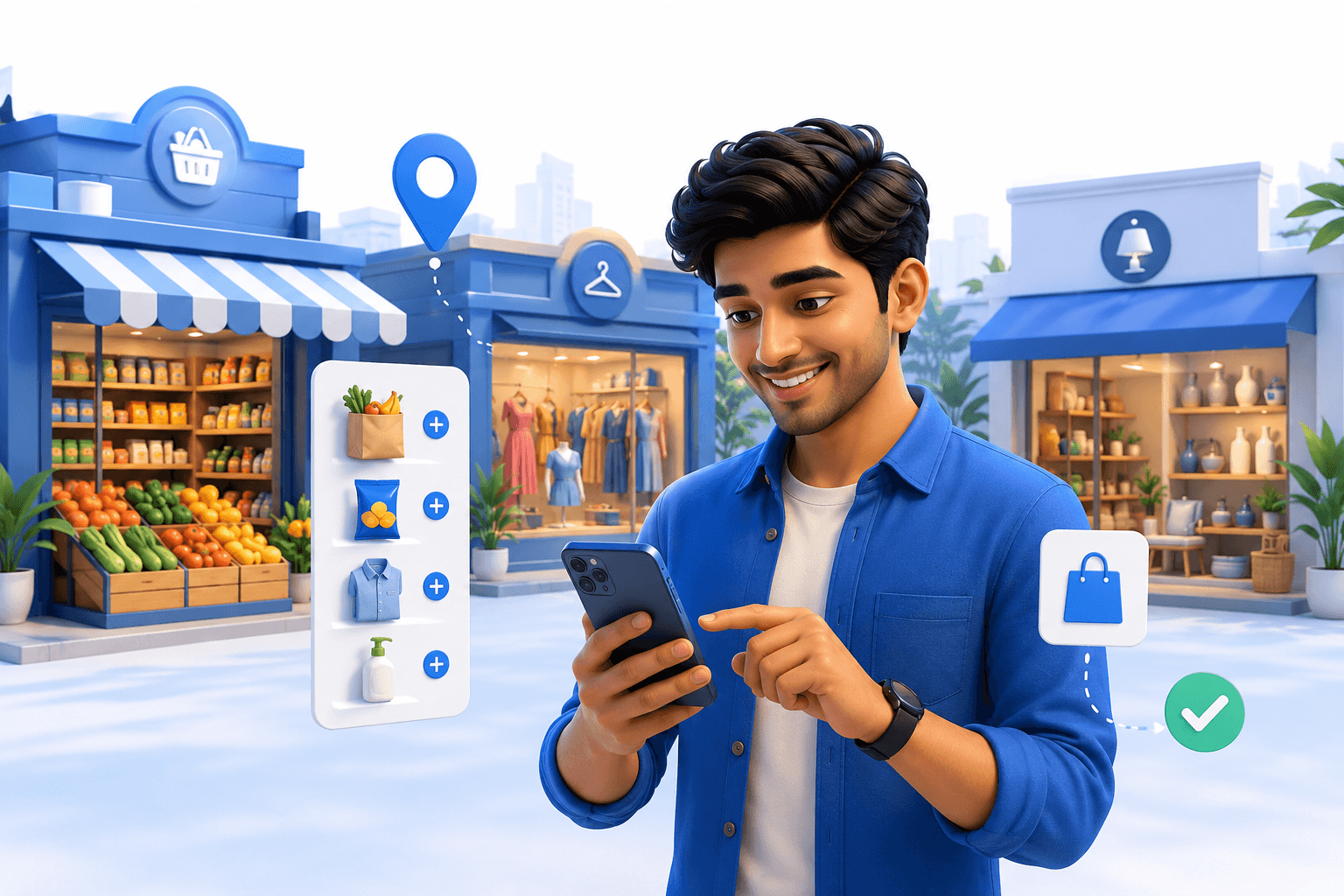 A customer using Snappin to discover products from nearby neighborhood stores